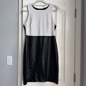 Bailey 44 Leather Mini Dress Lined Black & White Sleeveless Women's Large
